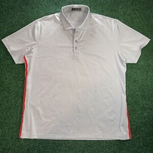 G Fore Golf Polo Men's Size XL Gray White Stripe Red Down Sides